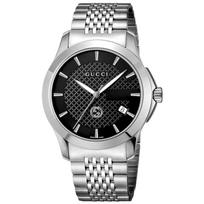 Gucci YA1264106 Dive juodo ciferblato vyriškas laikrodis 38mm sidabras