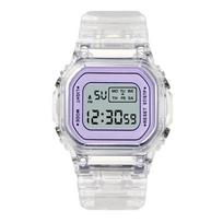 Electronic Watches for Women Men Reloj Silicone Strap Transparent Dress LED Digital Wristwatch Sport Clock Relogio Feminino violetinė