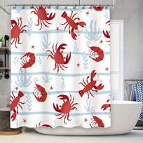 Red Lobster Shower Curtain Bathroom Decor Waterproof Polyester Fabric Shiny Modern Bath Shower Door Cover Small Size 175X180Cm ( W60H190(CM)-1 Pcs