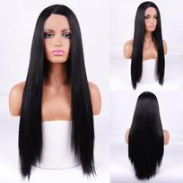 MISS WIG sintetinis nėrinių priekinis perukas Ombre juodas natūralaus bangos ilgio perukas, tinka juodaodėms moterims, atsparus karščiui