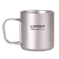 Lixada 330ml Dvigubų sienelių titano vandens puodelis Kavos arbatos puodelis namams, lauko stovyklavimui, žygiams With handles