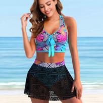 Moteriški maudymosi kostiumėliai Tankini 2 dalių maudymosi kostiumėlis Blue Cross Purple Camisole maudymosi kostiumėliai spausdinti atostogų maudymosi kostiumėliai S violetinė