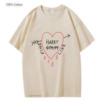 Laiminga smulkus šriftas Harry Styles Treat People Kindness madingi medvilniniai trumparankoviai marškinėliai S chaki