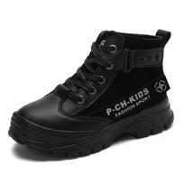 British Style Kids Ankle Boots Winter Children Non-Slip Soft Leather Fashion Lace Up Children Boots 28(insole 17.8cm)