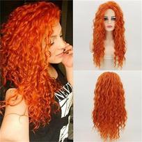 Raudonos Garbanotos Sintetinės Perukai Moterims Ilgi Plaukai Natūrali Plaukų Linija Atsparūs Karščiui Cosplay Lolita Perukas Drag Karalienė orange