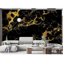 Juodai auksiniai tapetai Didelis abstraktus marmuro raštas Sienų tapyba miegamajam svetainei TV fonui sofos sienai 200 cm(W) x 140 cm(H)