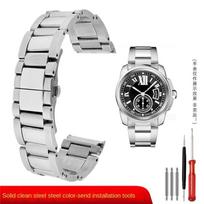 Cartier Calibre W7100037/W7100041/W7100015 Metalinė apyrankė Vyrams Aukštos kokybės nerūdijančio plieno 23 mm Riešo dirželis Laikrodžio apyrankės 23mm sidabras
