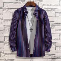 Middle-aged Men's Plaid Striped Summer Ultra-light and Breathable Large Size Vertical Striped Shirt Men M tamsiai mėlyna spalva