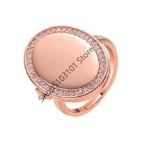 Geometric Oval Locket Ring for Women Men Openable Photo Frame Finger ring Family Love Jewelry Rings
