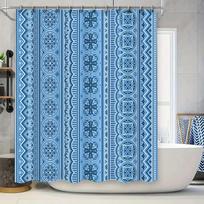 Blue Shower Curtain With Mandala Pattern For Bathroom Decor Printed Fabric Waterproof Bath Mat Cover Available In Various Sizes W60H190(CM)-1 Pcs