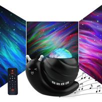 BT Speaker Night Light, Snail Starry Sky Projector Lamp, Creative Gift for Bedroom, Aurora juoda