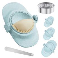 7 Pcs Dumpling Maker Reusable Dumpling Press Mold with 3 Dough Cutter and 1 Spoon 304 Stainless Steel Dumpling Maker for Kitchen mėlyna