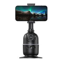 Automatinis sekimo telefono laikiklis 360° sukimas Veido sekimas Telefono trikojo laikiklis Be programėlės Sekimas Pan Tilt vaizdo įrašymui į Tiktok juoda