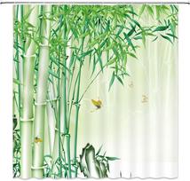 Bambuko Dušo Užuolaida Žalias Bambuko Miškas Medis Japonų Azijietiškas Menas Rustic Laukinė Gamta Augalas Vaizdingas Akvarelė Šviežias Spa W60H190(CM)-1 Pcs beige