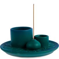 4in1 Incense Bowl Palo Santo Holder Ceramic Candle Holder Tray Incense Burner Sage Holders for Ideal Yoga Meditation Decoration