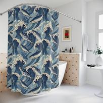 Sardines Shower Curtain - Nautical Decor, Ocean Wave Design, Coastal Style, Fisherman Aesthetic, Beach House, Oceancore W60H190(CM)-1 Pcs