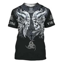 Vikingų simbolių spausdinimo marškinėliai vyrams Vasariniai trumparankoviai Harajuku marškiniai Hip-hop vyrams moterims Mados marškinėliai XXS