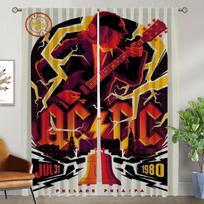 Blackout Curtains for Camera Rock-ACDC Window Curtain for Room 2 Panel Shades Halloween Decoration Partition Living Kitchen Home W50xH70cmx2pcs-CL