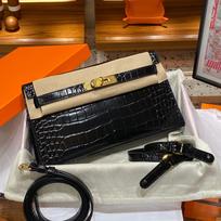 Elan armpit bag, alligator pattern leather retro fashion clutch bag, high-end baguette single shoulder messenger women's bag 27*15*5cm