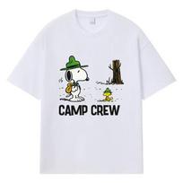 2026 Snoopy ir Woodstock spausdinimo grafika Y2k Harajuku gatvės stiliaus 100% medvilnės marškinėliai Laisvi didelio dydžio vasariniai vyriški marškinėliai S balta