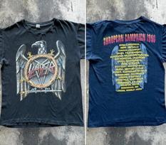 Slayer Europos turo marškinėliai 1990 m. Grupė 2 pusės Juodi marškinėliai Unisex Vyrai Moterys Unisex Marškinėliai XXXL
