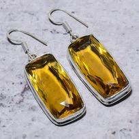 Natural Citrine Gemstone Handmade 925 Sterling Silver Gift Earring 2.01  ETC-1080 yellow