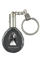 Anglų springerspanielis - pakabukas su šuns nuotrauka, krištolinis raktų pakabukas dovanų dėžutėje, unikalus Art-Dog kūrinys skaidri