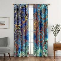 2 vnt. Mandala Boho Blackout užuolaidos Bohemiškos gėlės Dryžuotos su raišteliais langų užuolaidos Miegamajam Svetainei Etninės Vintažinės Pat W150CM  H166CM&Tab Top