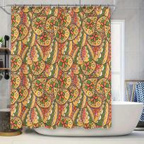 Colorful Mandala Shower Curtain Modern Artistic Print Fabric Bath Decor For Home Decoration Supplies (Green Yellow Orange) Size: W60H190(CM)-1 Pcs