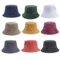 Unisex vintažinė skalauta medvilninė kibiro kepurė 56-58cm Sulankstoma žvejo kepurė Minkšta apsauga nuo saulės Lauko paplūdimio Panama kepurė 1 piece(one size) tamsiai mėlyna spalva