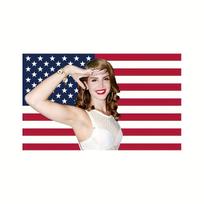 Lana Del Rey Patriotiška Amerikos Vėliava Gobelenas Sveikinanti Moteris Sienos Pakabinamas Persikų Smėlio Spalvos Dekoras Miegamajam Bendrabučiui Šventei 74x94cm(29x37in)