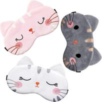3 Pieces Sleep Mask for Kids Girls Cute Cat Sleeping Eye Cover Soft Mask Comfortable Funny Animal Night Eye Blindfold Cover for Kids Girls Women Home