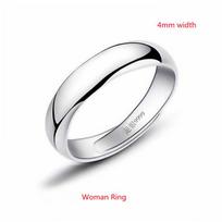 Buyee 925 Sterling Silver Couples Ring Sets Light Polishing Simple Open Ring Finger for Woman Man Wedding Fine Jewelry Circle resizable