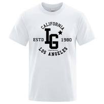 Los Angeles California Estd 1980 Print T Shirts Male Fashion Loose T-Shirts Luxury O-Neck Streetwear Fashion Summer Cotton Tees S