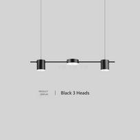 Modernus minimalistinis pakabinamas šviestuvas LED juostos pakabinamas šviestuvas sietynas apšvietimo įrenginys virtuvės barui valgomojo stalui 3 headlights juoda