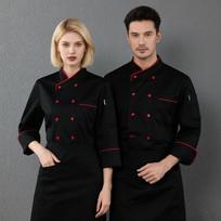 Unisex Megztinis - Mygtukinis Ilgomis Rankovėmis Šefo Uniforma L juoda