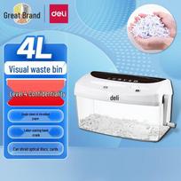 Deli Manual Hand-Crank Paper Shredder, Level P-4, 4L CN plug (adapter included)