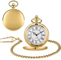 Best Sale Gold Smooth Simple Quartz Pocket Watch Luxury Vintage Exquisite Chain Pocket Watches Necklace Men's Women's Gift