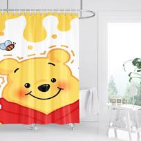Mikė Pūkuotukas Animacinis mielas spausdintas Anime Namų dekoras Vonios reikmenys Dušo užuolaida Vandeniui atspari 100% poliesteris W60H190(CM)-1 Pcs yellow