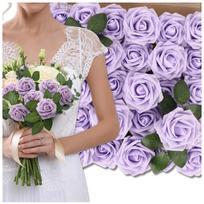 Dirbtinės violetinės rožės, 25 vnt. N68