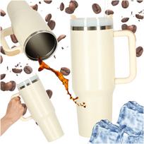 Termo puodelis su šiaudeliu ir rankena, 1200 ml, kreminis N92