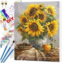 Tapyba pagal numerius su rėmu 40 x 50 cm „Saulėgrąžos vazone“ TP38