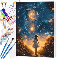 Tapyba pagal numerius su rėmu 40 x 50 cm „Mergaitė po žvaigždėmis“ TP52