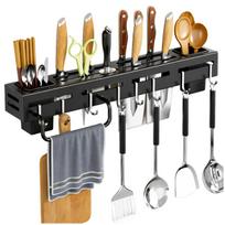 Sieninis virtuvės laikiklis peiliams 40 cm, juodas TP175