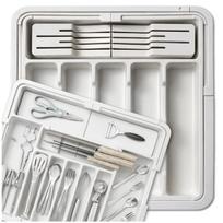 Išskleidžiamas stalo įrankių dėklas, baltas TP189