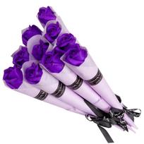 Muilinių rožių puokštė violetinė, 10 vnt., 28 cm E175