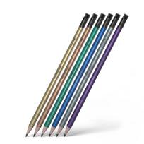 Grafito pieštukas Erich Krause Metallic triangular, HB, įvairių spalvų/(spalva/dizainas parenkami atsitiktine tvarka)