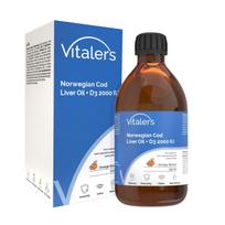 Vitaler's Norvegijos menkių kepenų aliejus Omega-3 D3, Apelsinas – 250 ml