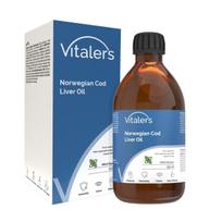 Vitaler's Omega-3 Norvegijos menkių kepenų aliejus 1250 mg, Mėtų skonio – 250 ml