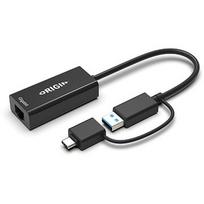 Origin Storage USB3.0 OR USB-C (WITH USB-C MALE TO USB3.0 FEMALE ADAPTER) T OS-HUB-USB3/C-RJ45